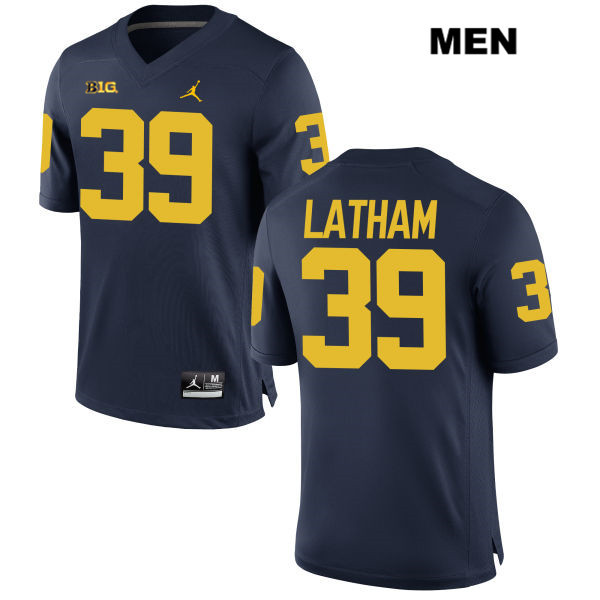 Men's NCAA Michigan Wolverines Evan Latham #39 Navy Jordan Brand Authentic Stitched Football College Jersey IV25Y47YC